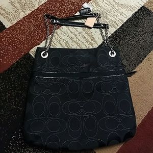 Coach Poppy Chain Black Tote